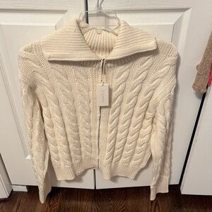 Z Supply Cream Cable Knit Turtleneck Sweater